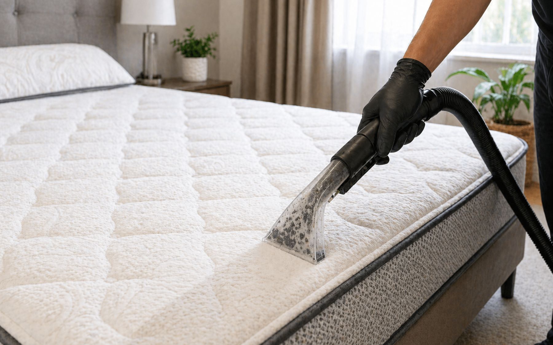 Professional mattress cleaning removing dust mites, bacteria, and allergens