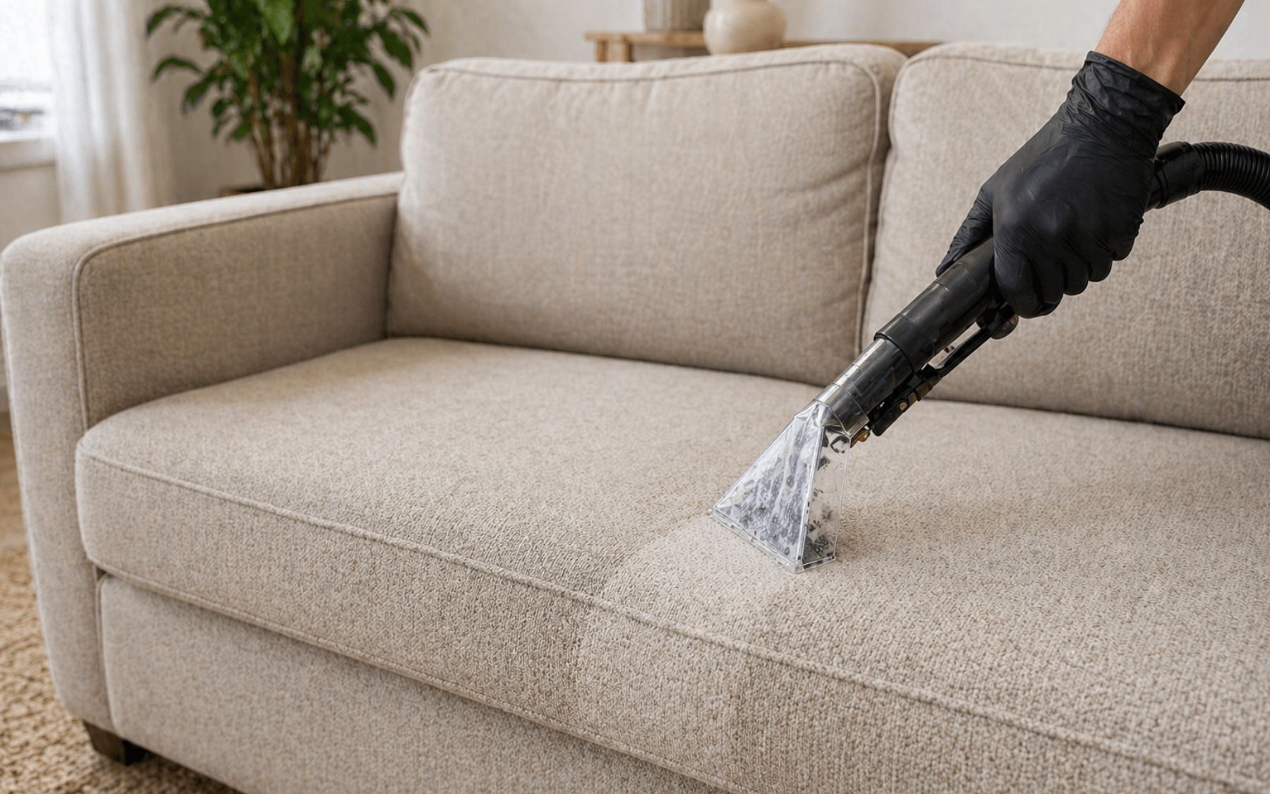Sofa and upholstery cleaning service removing stains, dust, and odors from fabric furniture