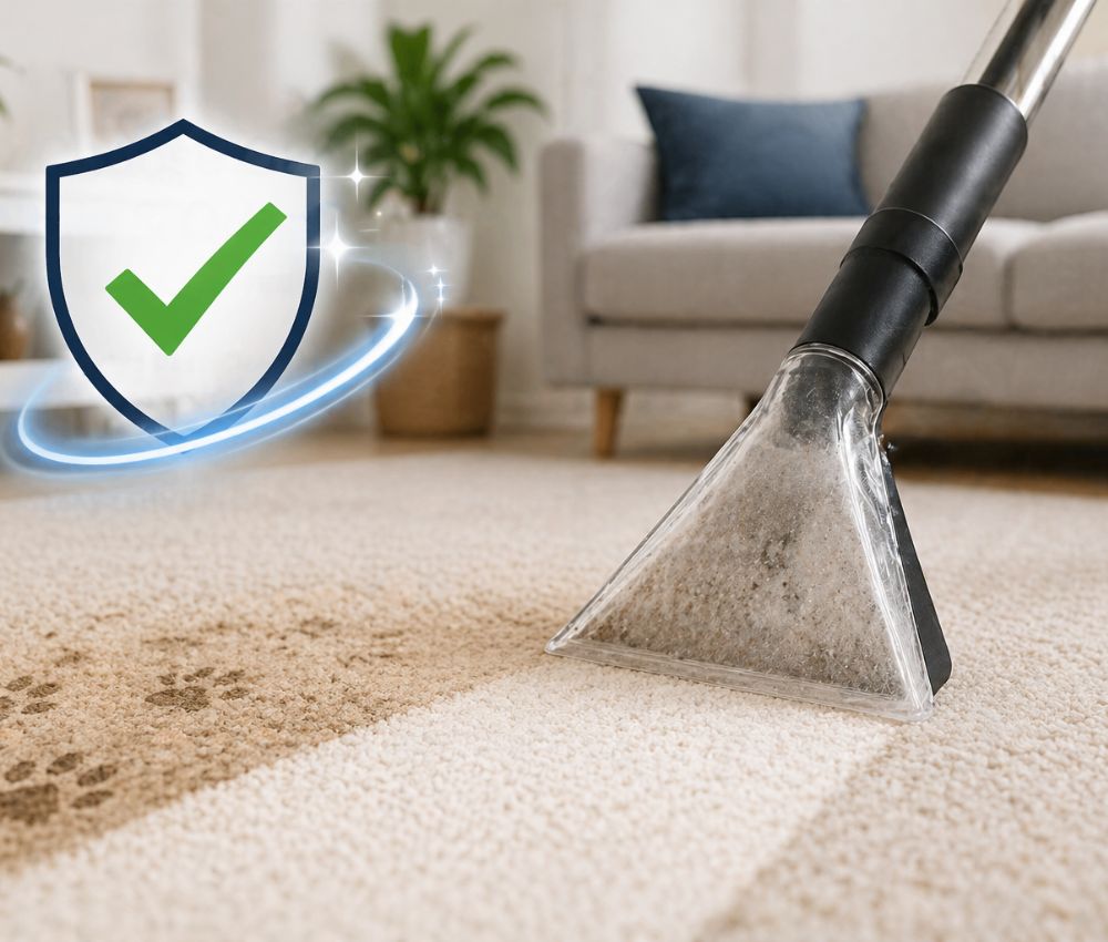 Professional pet stain and odor removal in Sydney using deep extraction cleaning to remove urine stains and bacteria from carpet
