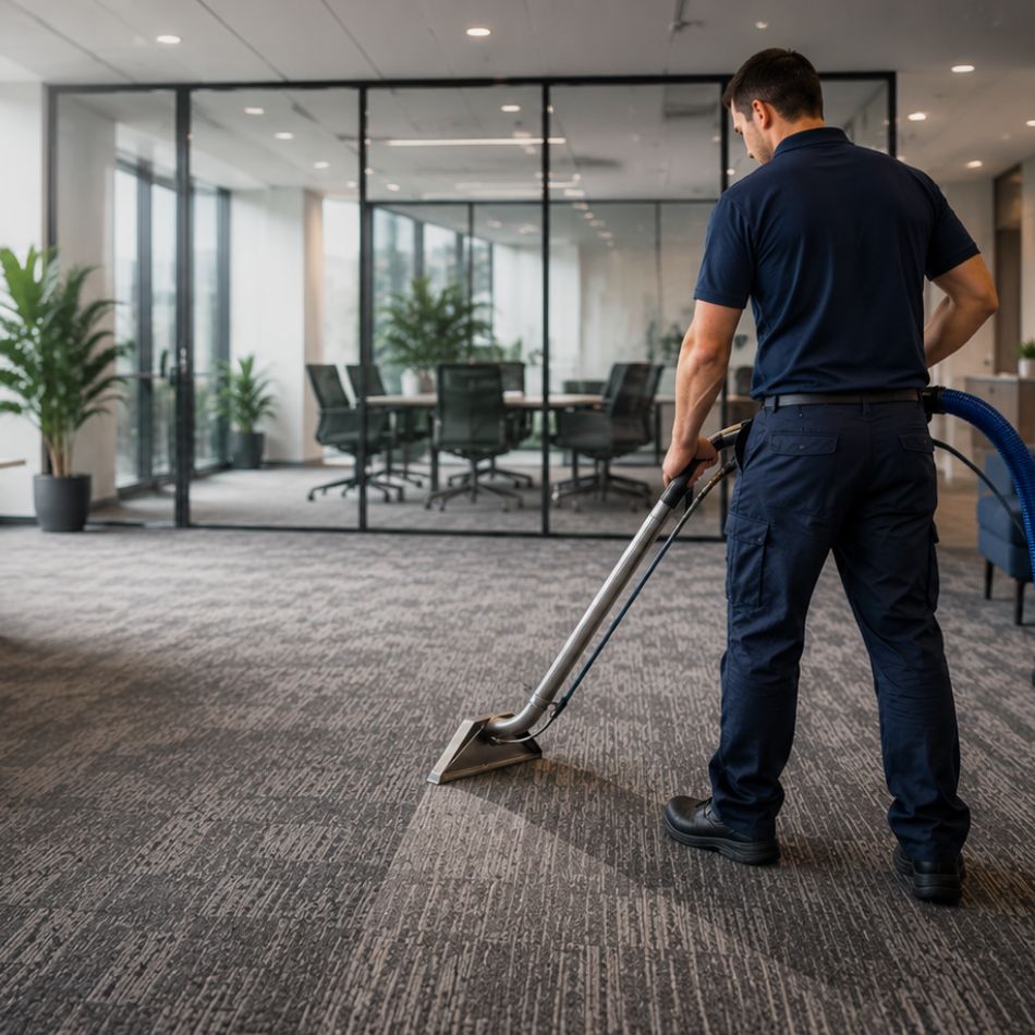 Commercial carpet cleaning in a modern office environment in Sydney