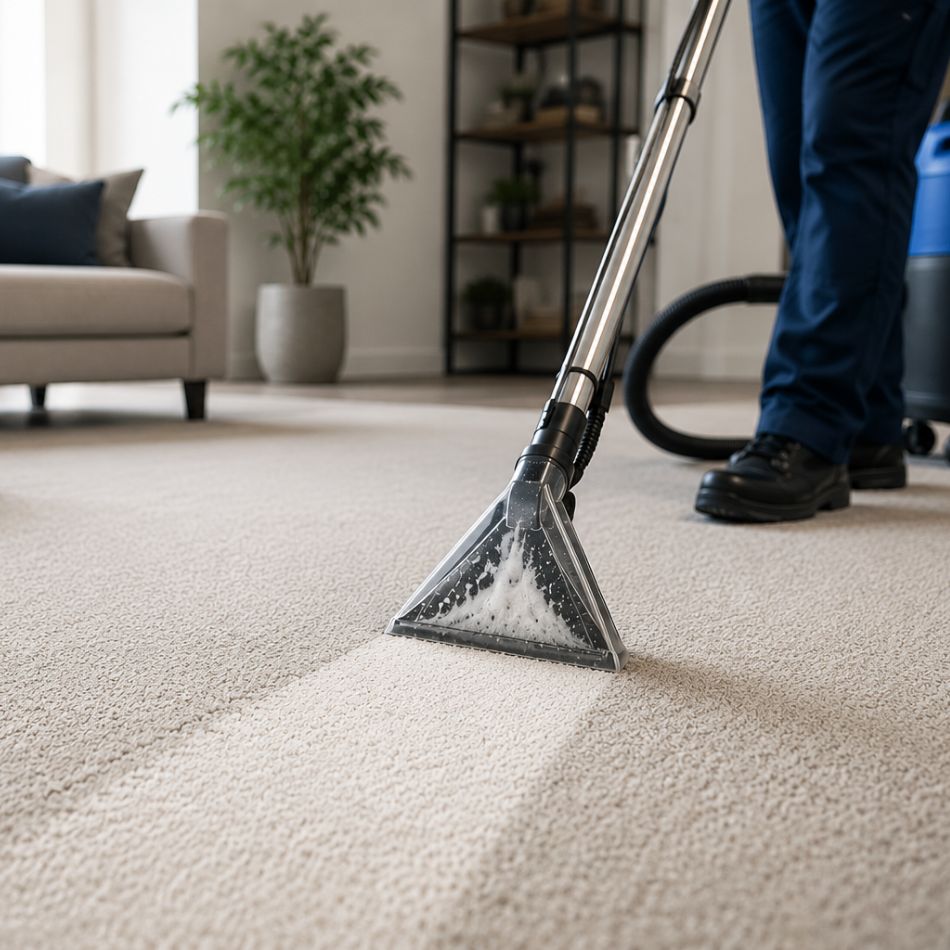 Professional carpet cleaning in modern home